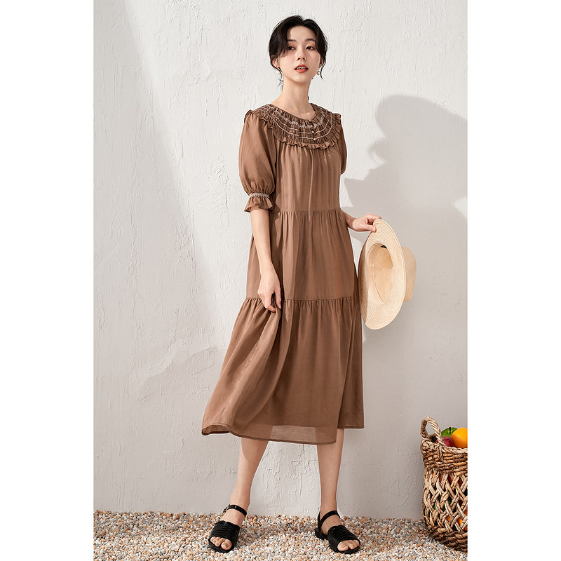 【商场同款】茵曼度假花边新款伞裙子 茵曼慢生活连衣裙