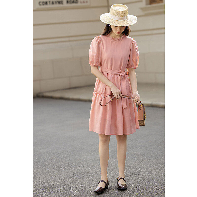 茵曼蝴蝶结连衣裙夏季2022年伞裙子 茵曼慢生活连衣裙