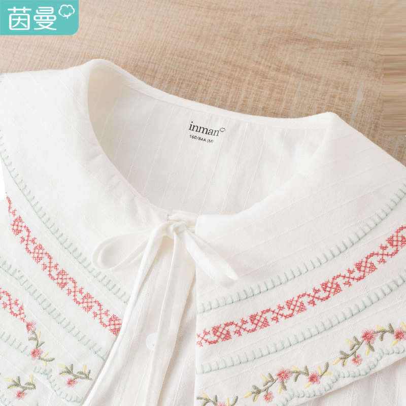 茵曼法式女夏装2022年新款花边衬衫 茵曼慢生活衬衫