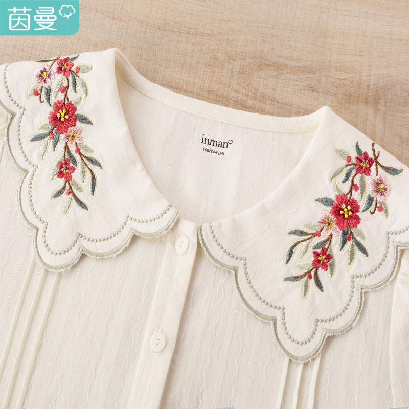 茵曼法式女夏装2022年新款花边衬衫 茵曼慢生活衬衫