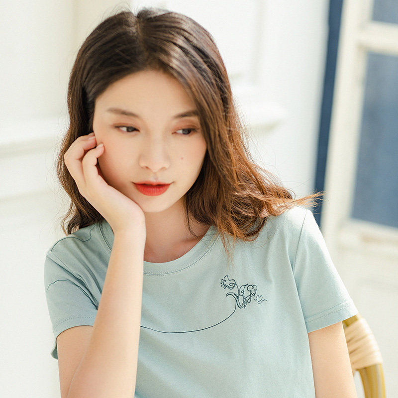 茵曼短袖夏季2022新款宽松ins t恤 茵曼慢生活T恤