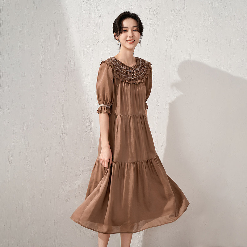 【商场同款】茵曼度假花边新款伞裙子 茵曼慢生活连衣裙