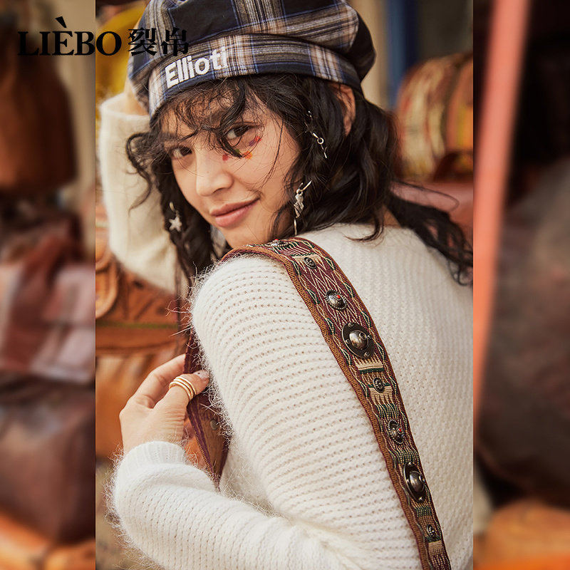 裂帛白色长袖2020年春装新款女毛衣 裂帛立天毛衣