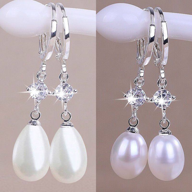 S925银贝壳耳扣女长款气质超闪石耳环送妈妈时尚耳坠耳饰,淘宝优惠券,粉丝福利购,淘宝优惠卷