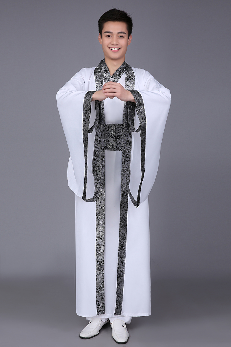 蜜糖依恋旗舰店直裾大氅深衣影楼古代华服唐装深衣古装演出服装男士黑色汉服1