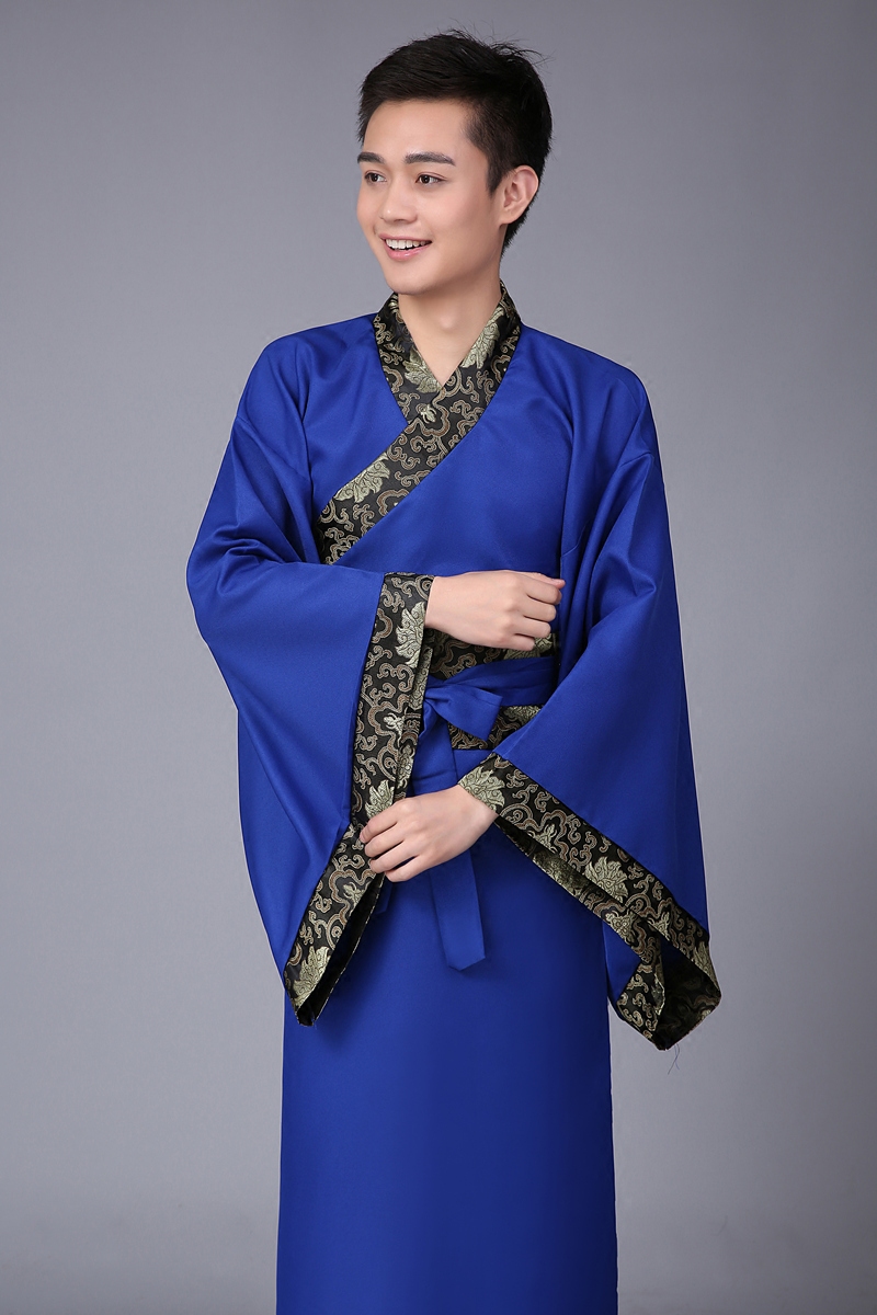 蜜糖依恋旗舰店男士黑色汉服直裾深衣 华服唐装古装古代服装汉服男男士曲裾书生2