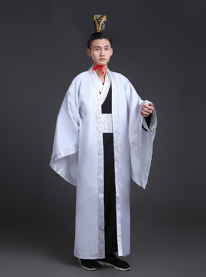 蜜糖依恋旗舰店新款男汉服秀才书生古风毕业班服古装交领才子大臣直裾大氅演出服2
