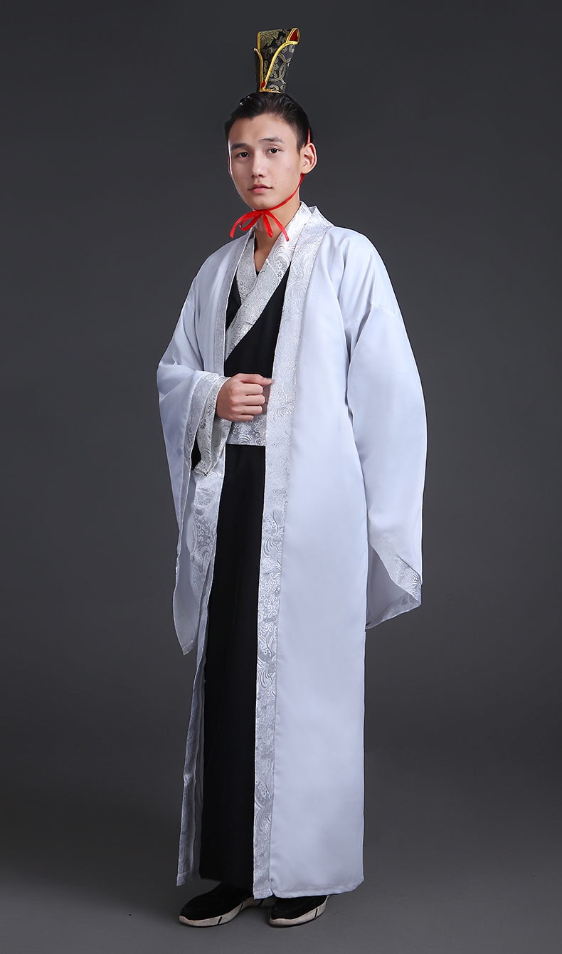 蜜糖依恋旗舰店新款男汉服秀才书生古风毕业班服古装交领才子大臣直裾大氅演出服3