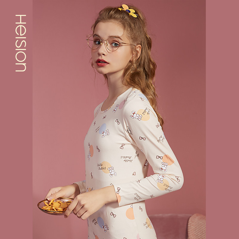 海之宁秋衣秋裤女纯棉套装学生少女薄款保暖内衣可爱打底棉毛衫冬,淘宝优惠券,粉丝福利购,淘宝优惠卷