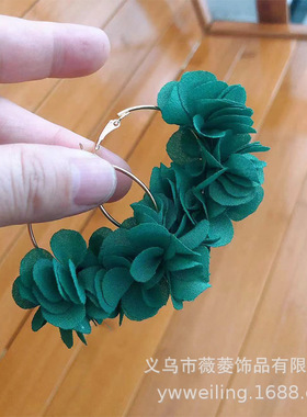 红色玫瑰花新款耳环2023年超火ins小众温柔新潮款上档次超仙耳饰