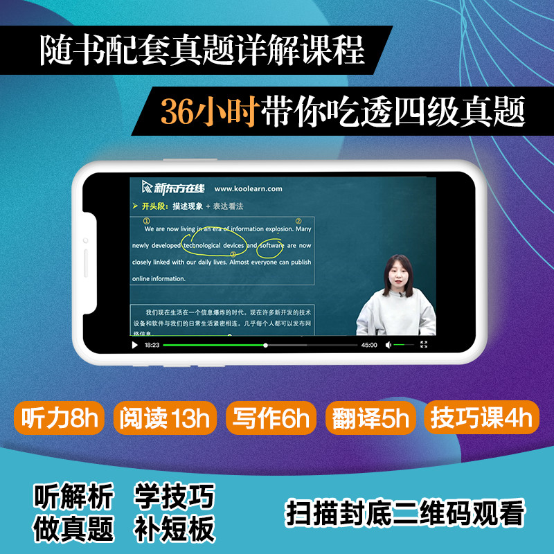 新东方备考2024年6月大学英语四级考试超详解真题+模拟+四级词汇书词根联想记忆法乱序便携俞敏洪英语六级真题资料单词本试卷零售 - 图3