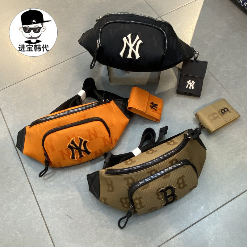进宝家MLB腰包老花NY洋基队胸包男女包 2022新款斜挎包HSM05 bgc9_虎窝淘