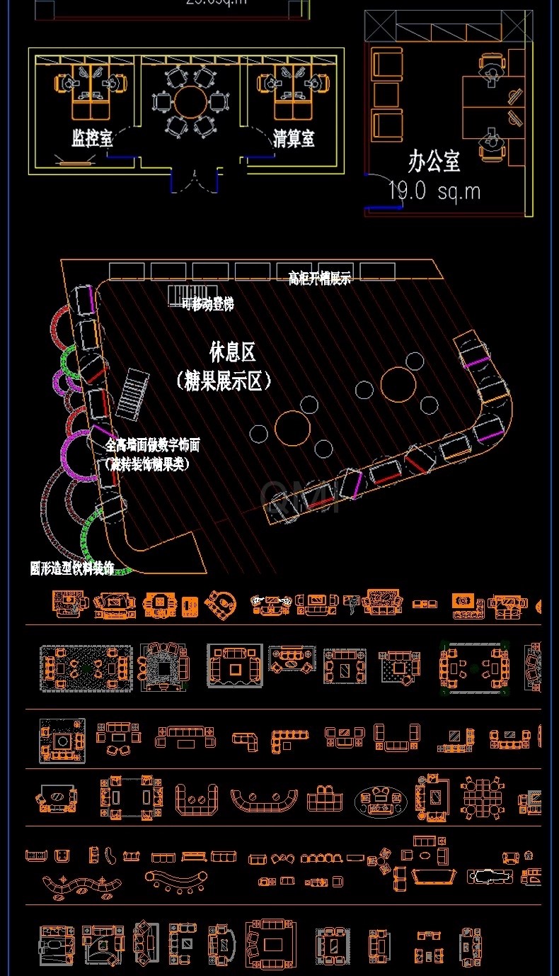 餐饮空间CAD图库素材包酒店餐厅宾馆家具布置图模块厨房工装设计_虎窝淘