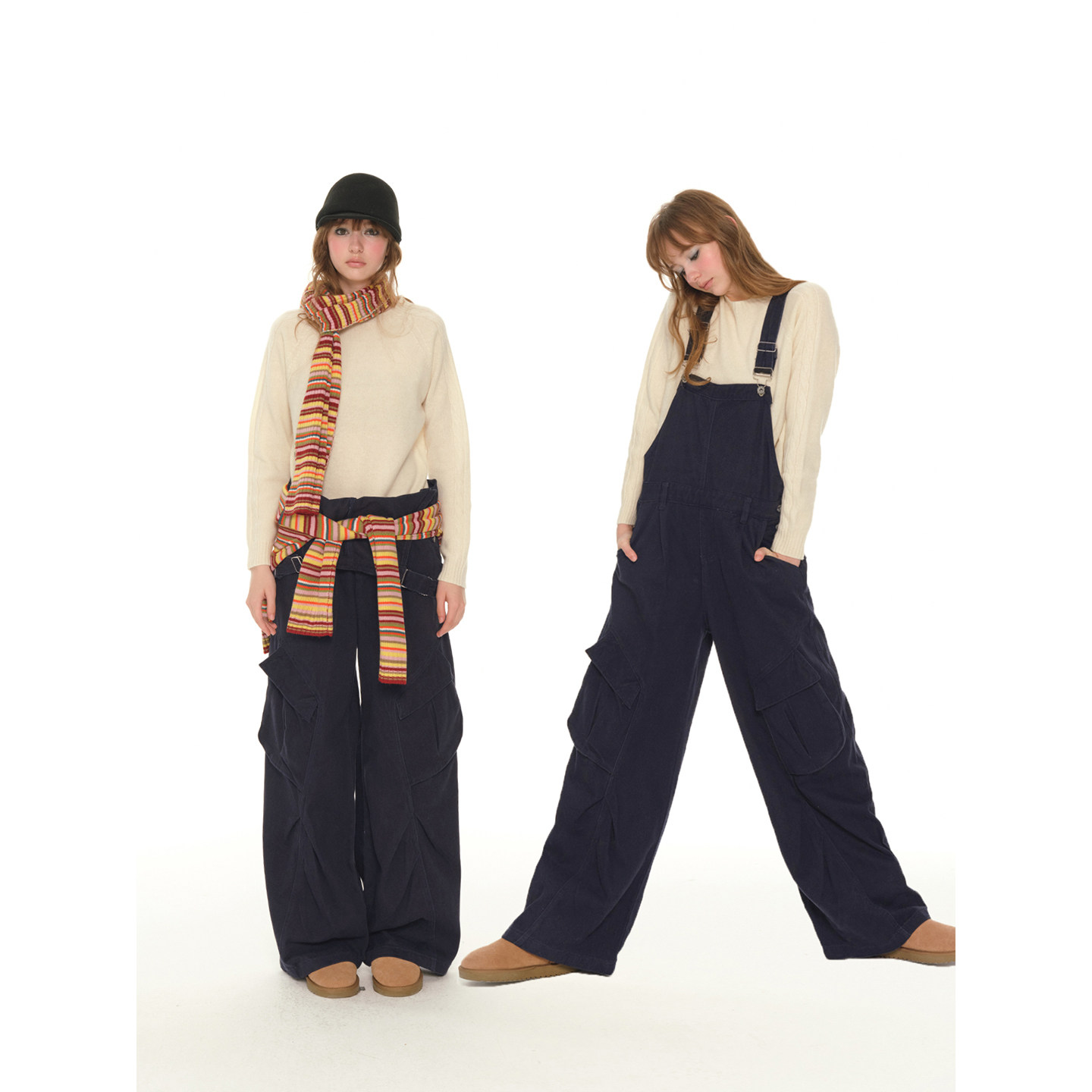 UNRETRO二胖工作室 复古牛仔背带裤女秋冬新款宽松减龄工装连体裤,淘宝优惠券,粉丝福利购,淘宝优惠卷