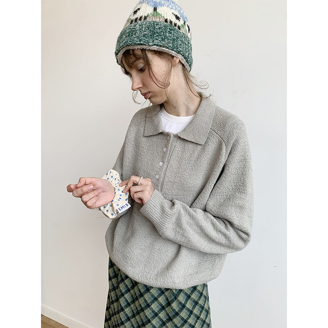 UNRETRO retro textured Polo neck sweater