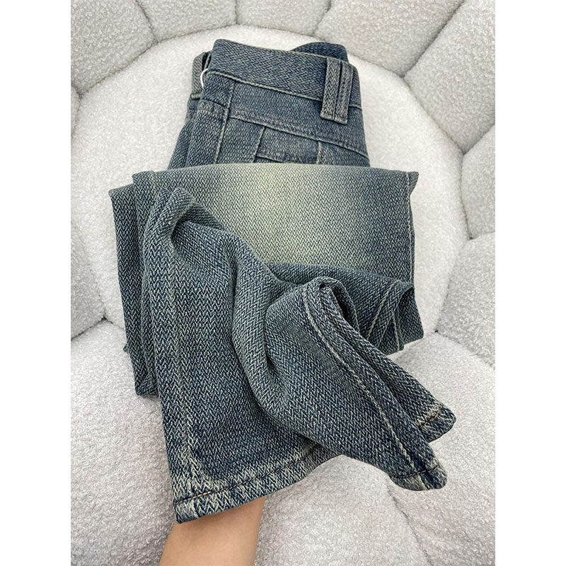 星空纹麦穗牛仔裤女春秋款胖妹妹mm梨形身材高腰遮胯显瘦阔腿长裤,淘宝优惠券,粉丝福利购,淘宝优惠卷