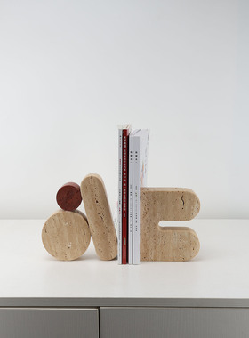 样板间几何不规则大理石书档摆件