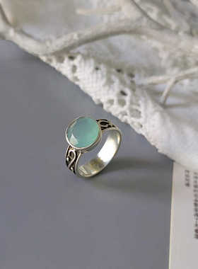 女纯银复古天然宝石设计款