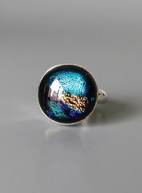 璀璨意大利唯美风星空琉璃银戒指