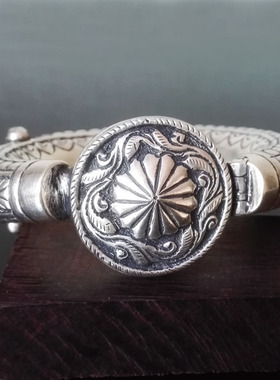 全新印度925银独特风花卉手镯