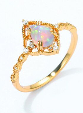FORGARY「星棱」925纯银镀金戒指叠戴高级感复古宫廷风欧泊小众