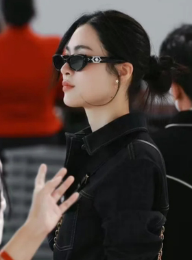 复古黑色框猫眼墨镜高级感太阳镜