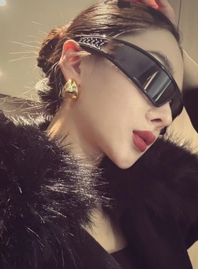 潮一片式黑超发箍女防紫外线墨镜