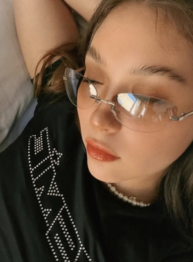 复古无框椭圆Y2K辣妹太阳眼镜