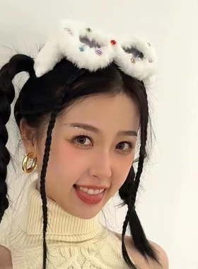 凹造型猫眼欧美女毛绒加钻眼镜