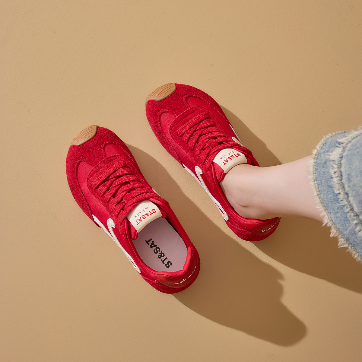 kappa卡帕板鞋网面新款女鞋学生厚底红鞋子休闲运动鞋百搭德训鞋