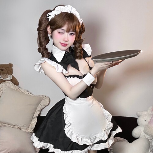 性感纯欲清纯甜美小胸女仆制服cos角色扮演女佣情侣约会晴趣qqny - 图1