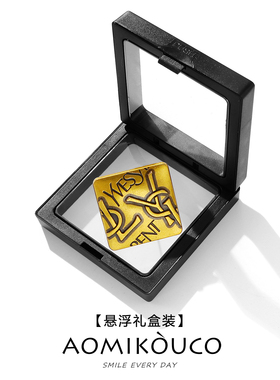 小香风复古金属方块字母胸针别针