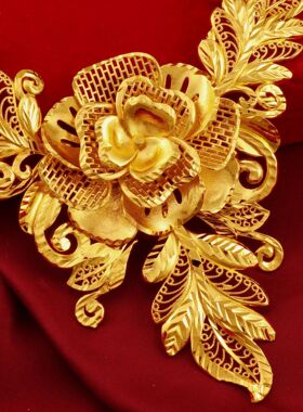 仿真沙金新娘结婚项链新娘首饰结婚首饰龙凤金饰品套装