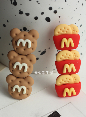 可爱M字母饼干面包刘海碎发夹子