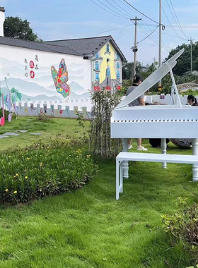 户外园林仿真钢琴花架摆件创意