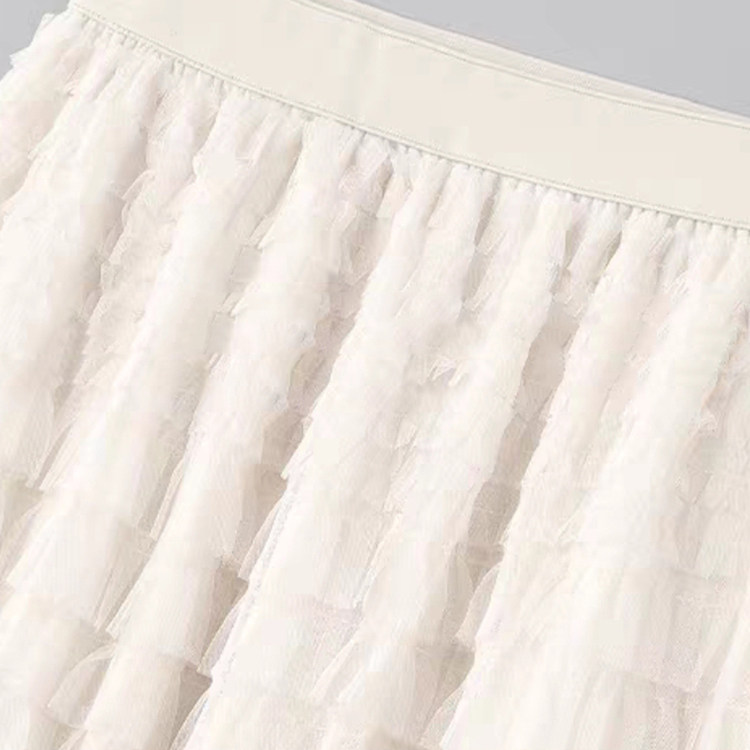 大洪官方自营店仙履奇缘洋气网纱显瘦蛋糕半裙女春季A字半身裙