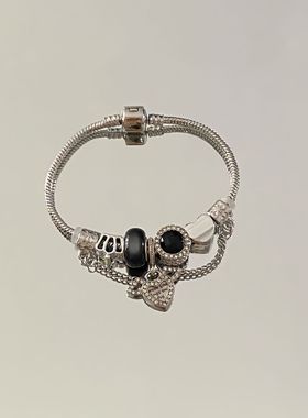 潘家多啦蓝色铃兰花手链女欧美新款琉璃串珠手饰百搭轻奢小众手镯