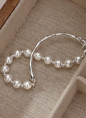 半镯半链珍珠手链手镯轻奢小众精致高级感手环手饰品2024年新款