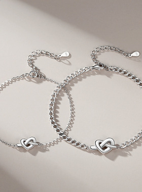 同心结情侣手链ins冷淡风交织爱心手环恋爱简约小众手饰2023新款