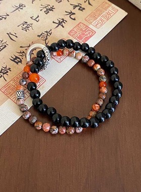 中式美学!国风平安扣串珠手链女2024年新款石手串情侣手饰潮