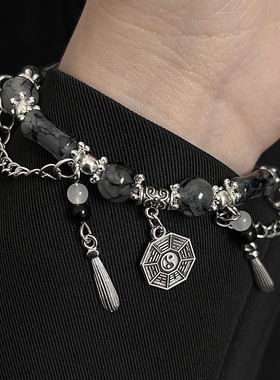 小众原创设计太极八卦手链女新中式国风黑色串珠水墨手串情侣