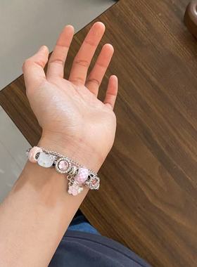 潘家系列爱心凯迪猫手链女diy串珠可拆卸手饰百搭轻奢小众ins手镯