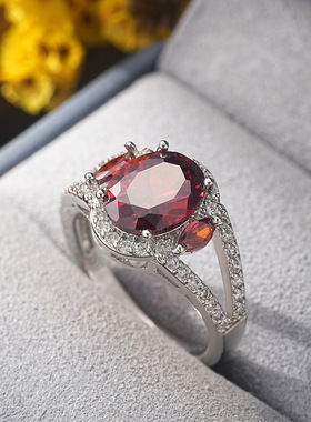 轻奢彩锆石女指环欧美时尚满钻椭圆形装饰戒指派对礼服配饰品日常