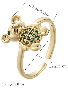 小熊开口戒指日韩小众简约设计百搭网红日常佩戴520送女友送闺蜜