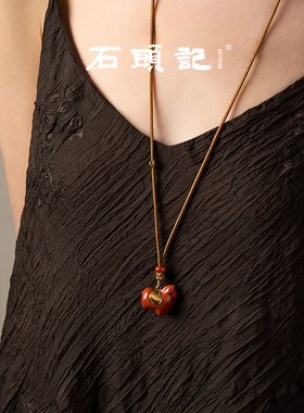 石头记红玛瑙小马吊坠项链送女友