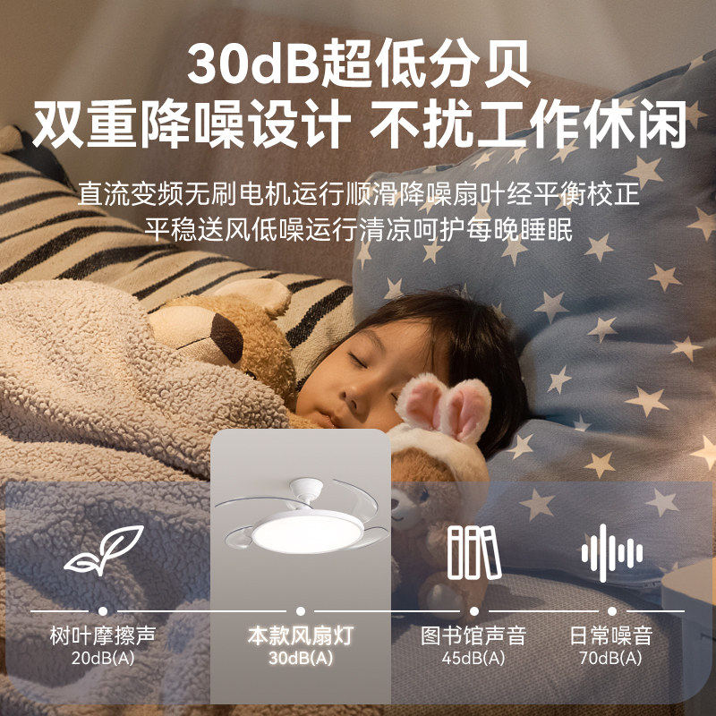 客厅隐形风扇灯新款超薄静音客厅灯具家用餐厅吊灯护眼卧室吊扇灯,淘宝优惠券,粉丝福利购,淘宝优惠卷