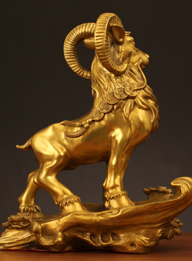 工厂直发全铜领头羊生肖羊摆件工艺品客厅办公室桌面摆设三羊开泰