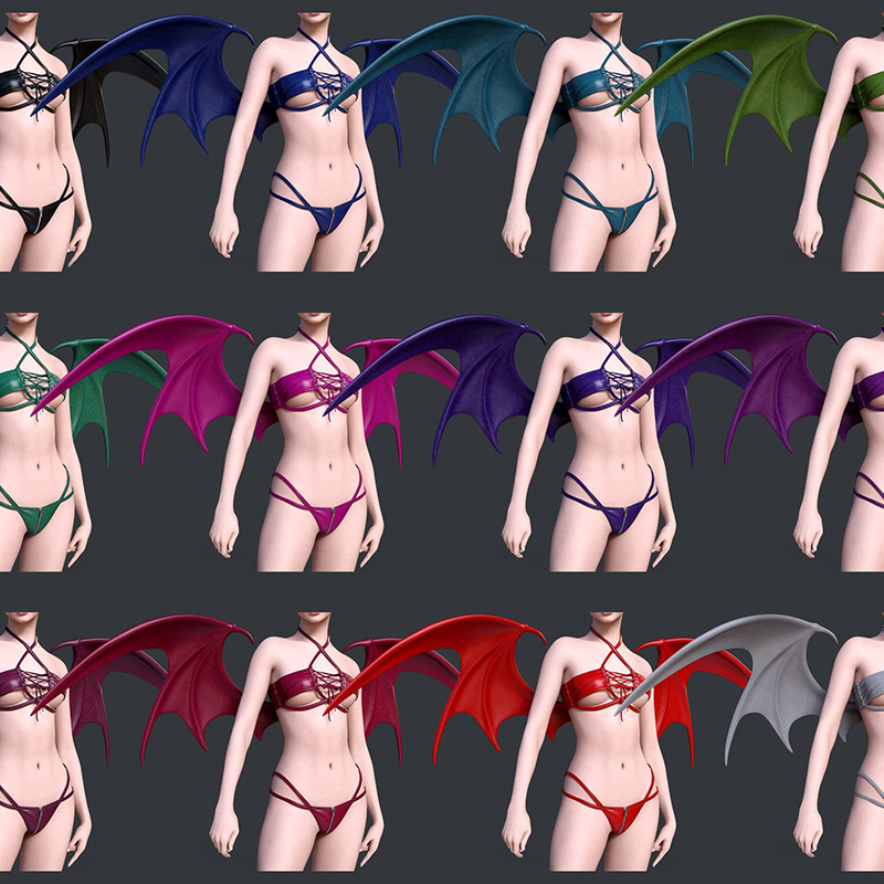 Daz3D素材模型资源衣服BS Succubus Lingerie SetforGenesis9魅魔 - 图2