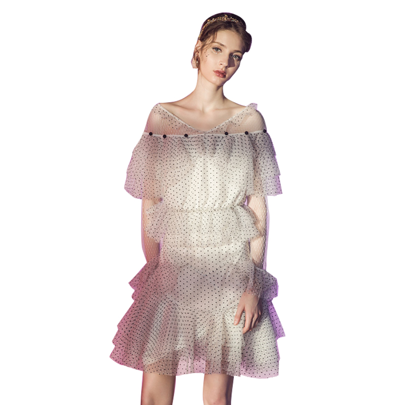 marie elie网纱点点上衣显瘦半身裙 instar明星时尚时尚套装