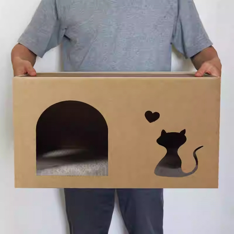 猫咪抓板纸箱屋四季通用上下两层猫窝瓦楞纸猫玩具耐磨方形纸箱子,淘宝优惠券,粉丝福利购,淘宝优惠卷